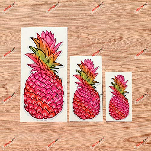 Ananas Pink Rot Bunt Vinyl Aufkleber Sticker - 3er Pack reflektierend, 7,6 cm, 10,2 cm, 15,2 cm - für Auto Boot Laptop Becher Telefon 08010