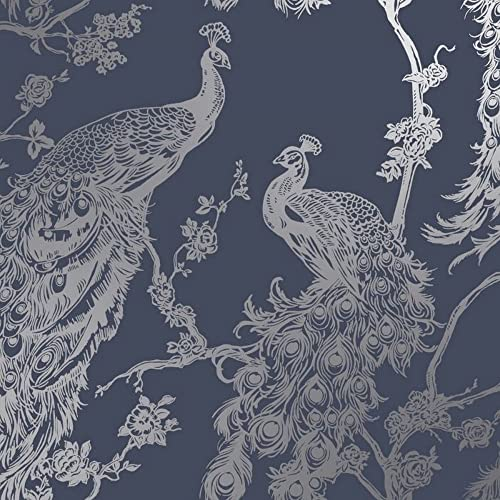 Holden Wallpaper Glistening Peacock Navy 12960 Full Roll
