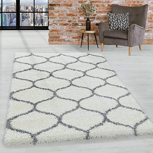HomebyHome Teppich Rund Shaggy 120 cm Rund - Hochflor Runder Teppich Skandi Creme Extra Weich und Flauschig - Bettvorleger Teppich für Wohnzimmer, Schlafzimmer, Küche, Flur - Carpet, Halı, Kilim