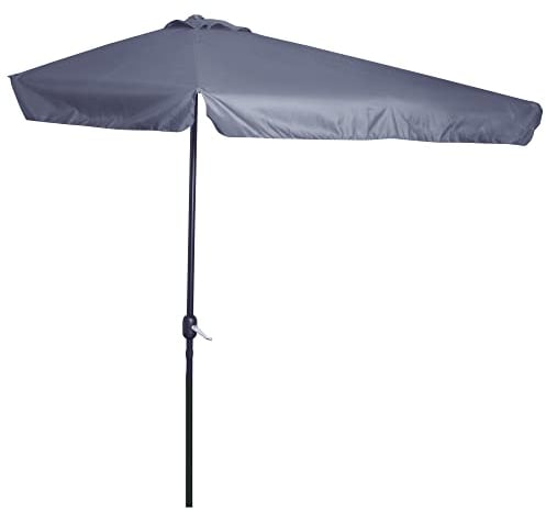 Outsunny Demi parasol - parasol de balcon 5 entretoises métal 2,3 x 1,3 x 2,49 m polyester haute densité gris