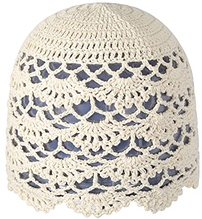 ZLYC Damen Mädchen Mütze Handgemachte Sommermütze Strickmütze, Uni beige, One Size
