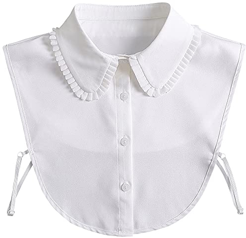 LoudSung Demi-chemise détachable faux col pliable design pour femmes filles, blanc, 16
