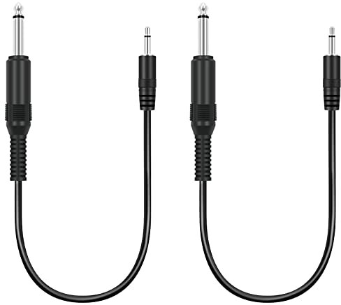 Bolvek 2 Pack 10 inch 3.5mm 1/8'' TS Mono Male to 6.35mm 1/4'' Mono Male Jack to Jack Adapter Audio Cable Cord