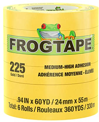 FrogTape 225 Gold Performance Grade Abdeckband [mittlere bis hohe Haftung]: 0.94 in. x 60 yds. (Gold) / 6-pack