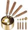 Caffney 8Pcs Gold Measure Cup and Spoon Set with Wooden Handle, Stainless Steel, Stackable Kitchen and Baking Measurement Set