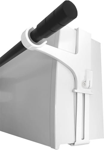 Lot de 2 Supports de Tringle à Rideaux sans Perçage ni Collage - Fixation sur Coffre de Volet Roulant Hauteur 14 à 24cm - pour Tringle à Rideaux D20-28mm - Colori Blanc - Qualité Française