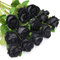 OWLKELA 12 PCS Artificial Roses, Fake Flannel Flowers Single Long Stem Blooms With Rose Buds, Realistic Decorative Flowers for Wedding, Home, Garden, Birthday Party Decoration (Black)