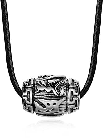 Womens Black Necklace, Necklace Pendant Stainless Steel Mantra Cool Mens Jewelry Vintage Chain Gift Boyfriends