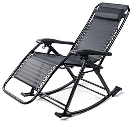 Sonnenliegen Relaxing Patio Chair Schaukelstuhl | Zero Gravity Locking Recliner Chair Wohnzimmer Garten Rasen | Outdoor-Liegestuhl Übergröße zusammenklappbar, max. 150 kg