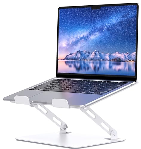SOUNDANCE Einstellbarer Laptop Ständer, Tragbarer Laptop Riser, Ergonomischer Design Computer Halter, Metall Laptop Mount Aufzug Kompatibel mit 10,6 Zoll PC Computer Computer Computer, Weiß