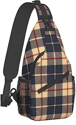 Herren-Schultertasche, Rucksack, verstaubar, atmungsaktiv, zum Umhängen, Brustrucksack, Chive And Navy Blazer Tartan Plaid, Diebstahlschutz, Mehrzweck-Rucksack, Tragetaschen, Umhängetasche
