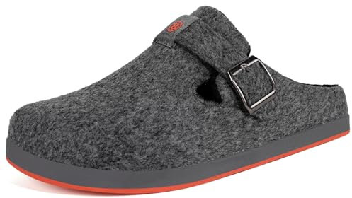 Sisttke Hausschuhe Damen Herren Filzpantoffeln Unisex Winter Geschlossen Bequeme Pantoffeln mit Wechselfußbett,Grau,43 EU
