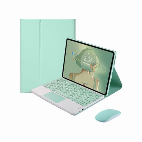 CLALOC Funda con Teclado para Lenovo Tab M10 Plus 3Rd Gen 10.6 2022, Funda Teclado Trackpad Bluetooth Desmontable para M10 Plus 3Rd Gen 10.6'' (TB-125FU/128FU/128XU) 2022 con Ratón,Verde