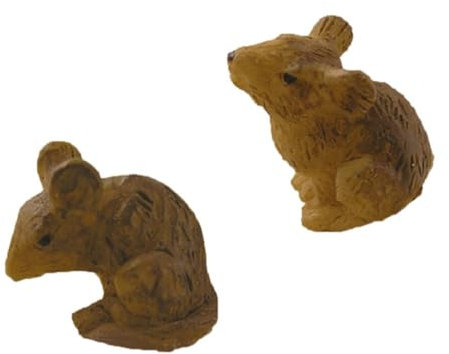 FADEDA 2X Mäuse/Höhe:2 cm/handbemalt/detailgetreue Krippen Figuren - Weihnachten Tisch Dekoration Krippe Zubehör