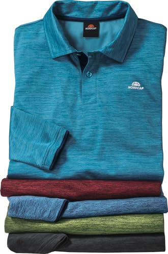 NORDCAP Langarmshirts Herren, schnelltrocknende atmungsaktive Longsleeves, ultraleichte Poloshirts Herren Langarm im praktischen 5er Pack, bunt, Gr. 3XL