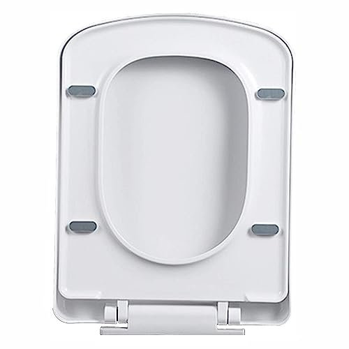 Brigtviee Elongated Square Toilet Seat with Adjustable Hinge Toilet Seats Soft Close, White Lid Quick Release Heavy Duty Easy To Clean Bathroom Lid,04D