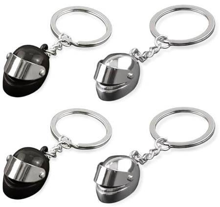 EUPSIIU 4 Pièces de Porte-Clés de Casque, Porte-clés Personnalisé, Porte-Clés de Style locomotive de Mode, Casque de Moto Porte-Clés Dans, Mini Porte-CléS De Casque 3D