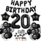 Deko 20. Geburtstag Mann Frau - Schwarze Tortendeko, Luftballons, Party Ballons, Dekoration - Geburtstagsdeko 20 Jahre