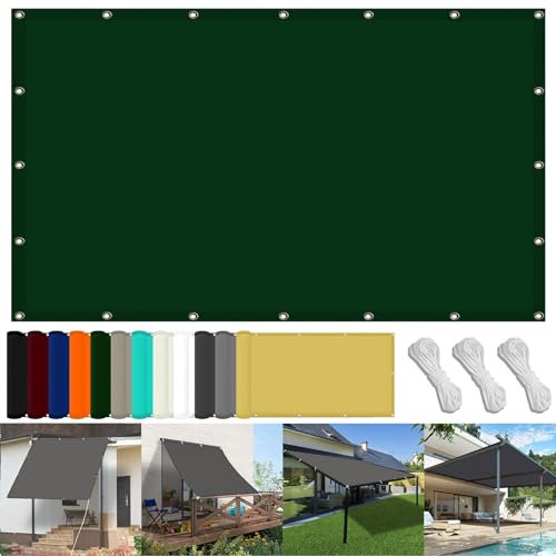 Brise Vue Balcon pour Pergola Jardin 110 x 450 cm Tissu Polyester UV Protection avec Oeillets Toile Ombrage Auvent pour Fête Piscine Et Plage en Plein Air, Vert Foncé
