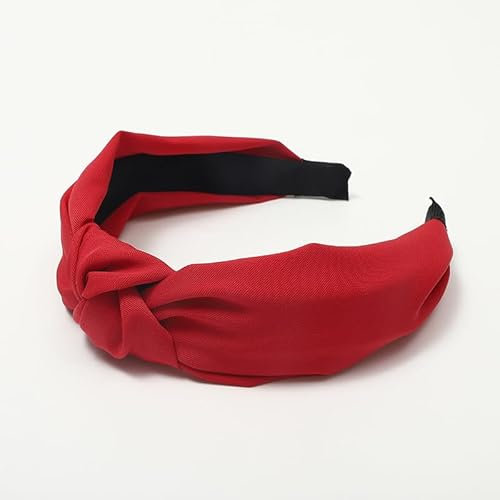 SYSUII 1 serre-tête avec nœuds - Pour femme - Vintage - Large bandeau pour cheveux - Accessoire de cheveux élastique - Pour femme et fille - Rouge