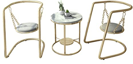 Bistro-Set aus Metall für den Außenbereich, Schaukelstuhl für die Freizeit im Freien mit Kissen und Couchtisch, Dekoration für den Gartentisch und -Stuhl, für den Garten auf der Terrasse