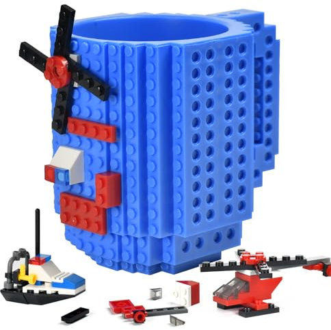 OEAGO Secret Santa Gifts for Men Him, DIY Brick Blocks Coffee Mug, Mens Gifts for Christmas, Christmas Presents for Boyfriends on Birthday Anniversary(Blue)