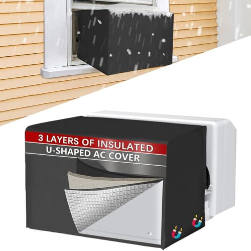 Klimaanlagenabdeckungen für den Außenbereich, 50,8 cm B x 35,6 cm H x 30,5 cm T, kompatibel mit Midea AC 8000/10000/120000 BTU, 3 Schichten Isolationsfenster AC-Abdeckungen für den Außenbereich