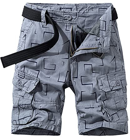 FASLOLSDP Cargo Shorts Herren?2024 Sommer Karierter Kurze Hosen mit Multi Taschen Elastischer Sporthose Button Down Shorts Casual Regulär Fit Atmungsaktive Cargohose Freizeithose