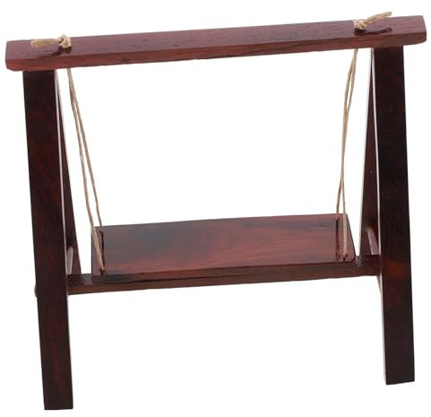 JOINPAYA Mini House Swing Toy Doll Furniture Home Decor Fun Miniature Swing Mini House Decoration Dollhouse Patio Swing Dollhouse Garden Chair Wooden Mini Swing Small Swing Statue Brown