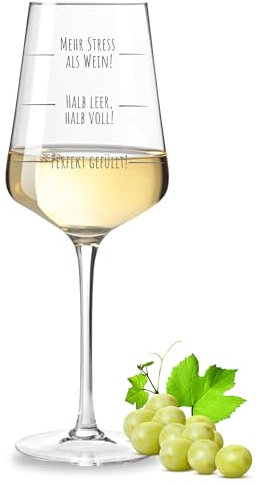 Leonardo Puccini Weinglas mit lustigem Spruch Mehr Stress als Wein! Geschenk für Frauen und Kollegin Geschenkidee zu Weihnachten oder Geburtstag