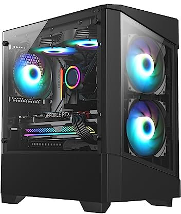 OCHW Black Tempered Glass RGB Gaming PC, Ryzen 5500 • RTX 3050 6GB Graphics Card • 16GB 3200MHz DDR4 • 1TB NVME SSD • 600W PSU • Gaming Case • WIFI • Windows 11 Pro