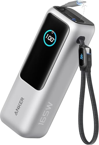 Anker Nano Power Bank Caricatore Portatile Certificazione Ccc, 10000mah Con Cavo Retrattile Instacord 70cm Batteria Compatta 45w, Smart Display, Comp