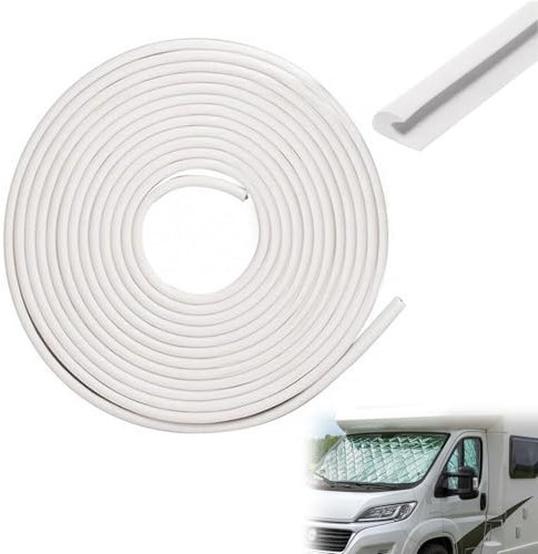 Grondaia per Camper a Forma di J,Nastro di Drenaggio Dell'acqua Piovana del Tetto di Gomma,Nastro di Drenaggio delle Acque Piovane,Striscia Deviatore per Tetto Pioggia 2.5m Bianco Tokaneit