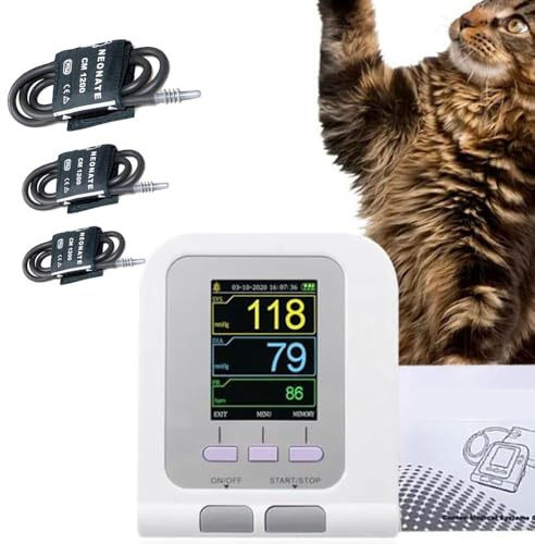 WSGDSG Elektronisches Blutdruckmessgerät für Tiere, Digitale Manschette für Blutdruckmessgeräte für Tiere, Elektronisches Blutdruckmessgerät für Hunde/Katzen/Haustiere