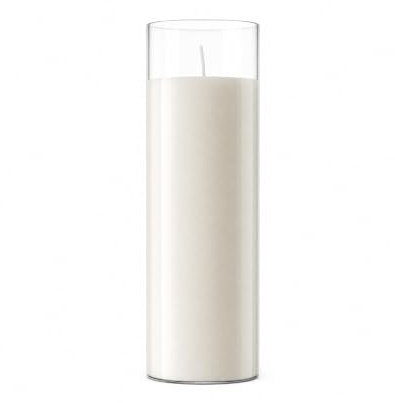 Vela blanca sin fragancia de 7 días, cera ecológica, recipiente de vidrio con alto contenido de boro, para oraciones religiosas, decoraciones de fiestas y emergencias (paquete de 1)