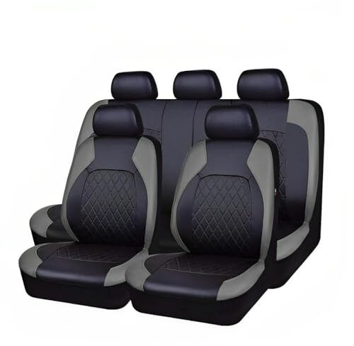 Auto Sitzbezügesets für Opel Astra K 1.0/1.2 Turbo/1.4, Leder AutositzbezüGe 5 Sitzer Schonbezug Autositz Vorder Hinten, Auto Zubehör,C Grey