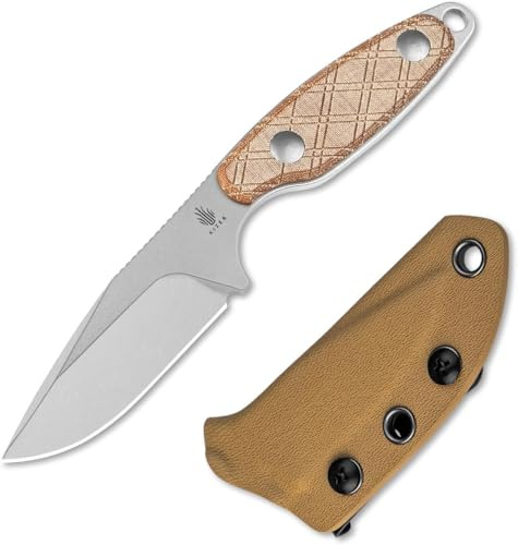Kizer Muskrat Outdoor Survival Messer mit Feststehende Klinge, 1064C1 | 8 cm 154CM Stahl Klinge Camping Messer Argyle-Muster Micarta Griff, Jagd Wandern EDC Messer für Männer Frauen
