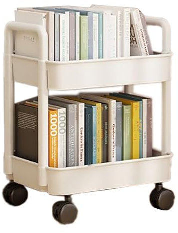 Small Rolling Carts with Wheels, 2 Layers Plastic Rolling Utility Cart with Handle, Storage Cart with Drawers Multi Functional Storage Trolley for Living Room Bedroom Kitchen