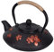 Ejoyous Tetera de Hierro Fundido Hervidor de Tetera 0.9L Patrón de Cereza Oriental Rojo con Ergonómico y Boquilla de Vertido Suave para los Amantes del té Home o Tea House