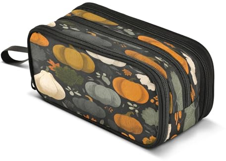 Federmäppchen, Stiftehalter, Reißverschluss, Make-up-Pinsel, Kosmetiktasche, Schule, Büro, Arbeit, Reisen, Kürbis flach