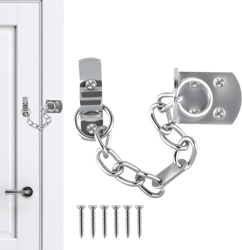 Lueden Door Chain, Heavy Duty Door Chain for Front Doors Polished Chrome | Security Gate Latch Lock Chain Bolt External Internal Doors Restrictor Anti-Theft for Additional Privacy and Safe for Home