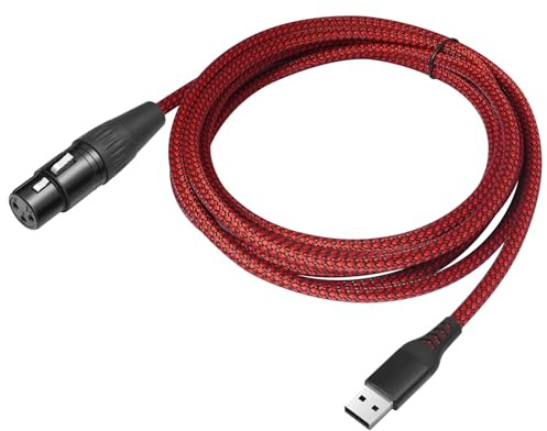Hsupez Cable de micrófono XLR a USB, tipo A macho a XLR hembra, 2 m, adaptador X-LR hembra de 3 pines a USB A, para PC, portátil, conexión de dispositivos de grabación