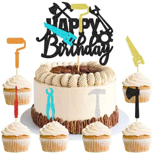 25Stk Bauwerkzeuge Geburtstag Kuchen Topper Farbige Konstruktion Werkzeug Torten Toppers fur Bauingenieur Architekt Ingenieur Herren Geburtstag Vatertag Kuchen Dekorationen