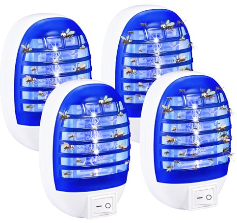 2026 Upgraded Mückenlampe,4 Stück Elektrischer Insektenvernichter Steckdose,für Mücken Fliegen Motten Fruchtfliegen,Steckdose Mückenfalle Innenbereich für Schlafzimmer Küche Büro