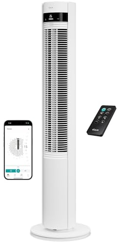 Duux Elevate - Ventilador de torre inteligente – 26 velocidades, oscilación de 80°, solo 25 dB, ionizador, temporizador (1 – 12 h), modo de suspensión, táctil y mando a distancia, ventilador
