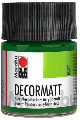 Marabu 14010005065 - Decormatt Acryl Olivgrün 065, 50 ml, samtmatte Acrylfarbe auf Wasserbasis, cremig und farbintensiv, speichelfest, wetterfest, zum freien Malen und Schablonieren