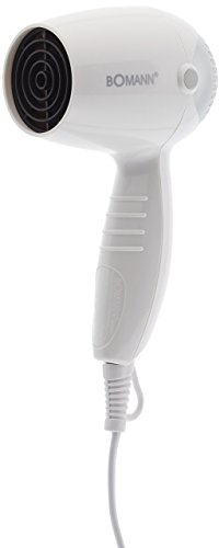 Bomann Reisehaartrockner | kompakte Größe | 1200 Watt | 2 Temperatur-/Leistungsstufen | Formdüse 360° drehbar (abnehmbar) | Aufhängeöse | Fön | HT 8002 CB schwarz oder weiß