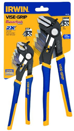 Irwin Tools 1802533 Two Piece GrooveLock 8-Inch V-Jaw and 10-Inch Straight Jaw Pliers Set