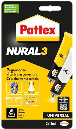 Pattex Nural 3, pegamento multiusos extra fuerte y resistente, transparente,22ml