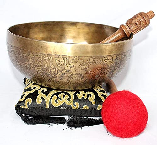 Singing Bowl Nepal Tibetische Meditationsklangschale für Sakralchakra, D-Note, handgehämmert, 24,1 cm